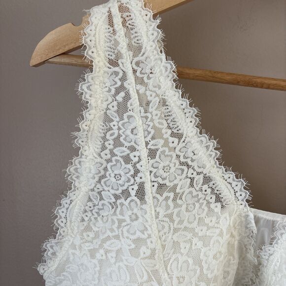 Aerie Women’s XXL White Ivory Lace Bralette Wireless Padded Stretch Bra Top - Picture 2 of 7